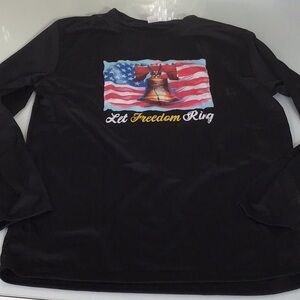 Black Long Sleeve Shirt with Patriotic Print NEW